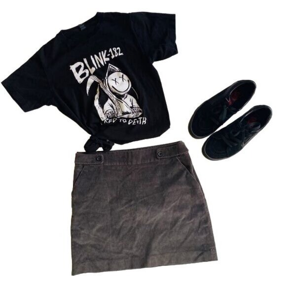 Banana Republic Brown/Grey Corduroy Soft Cotton Grunge Mini Y2k Skirt Sz 4 - Picture 3 of 11